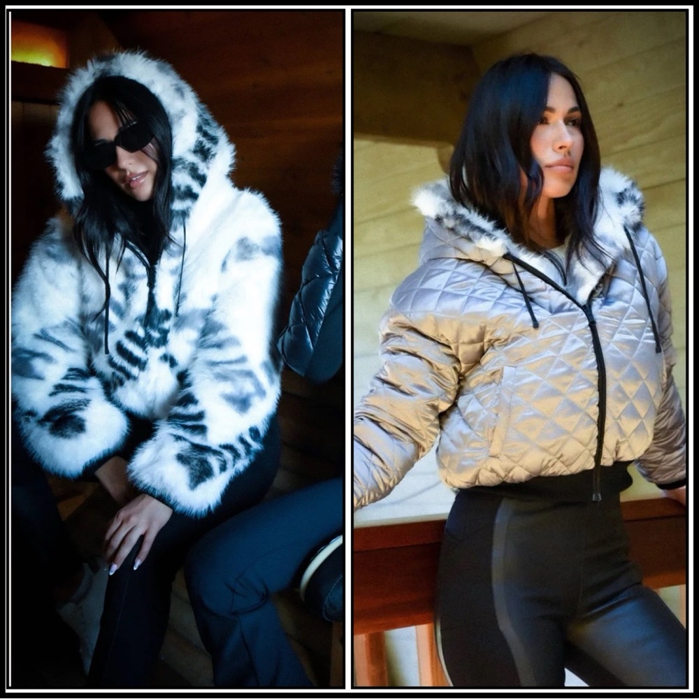 Blanc Noir Galena Reversible Faux Fur Hoodie Jacket NWT